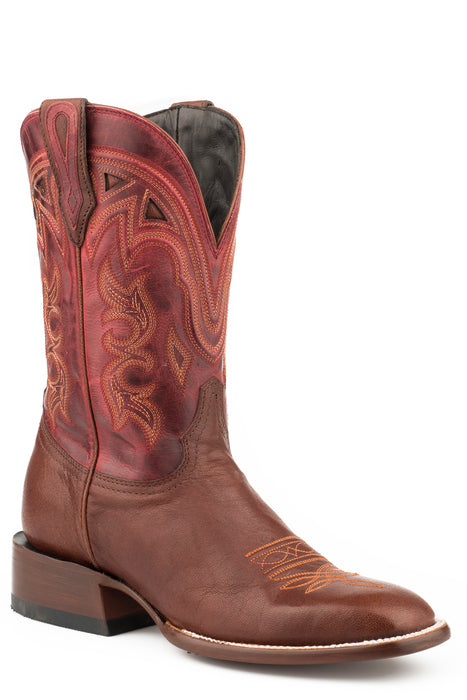 Women's John B. Stetson Brown Calf Skin Western Boot w/ Red Shaft