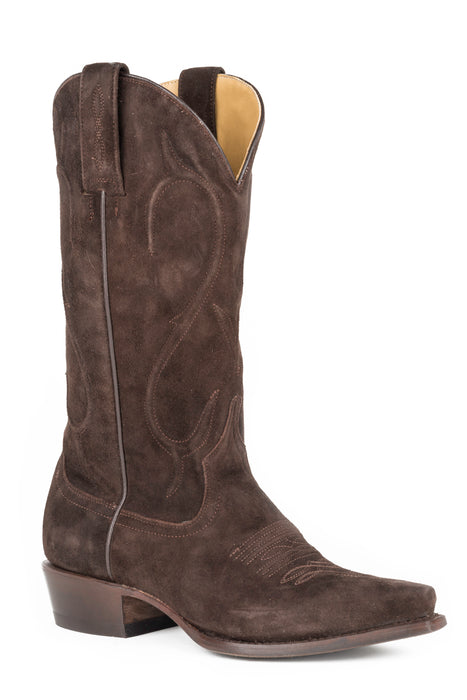 Women's Stetson Chocolate Rough Out Western Snip Toe Boot