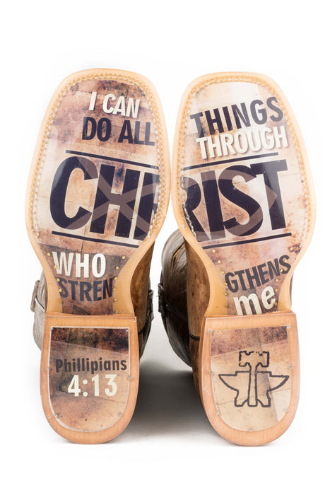 Men's Tin Haul "Philippians 4:13" Western Square Toe Boot
