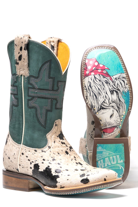 Women's Tin Haul "Shaggy Spot" Western Square Toe Boot