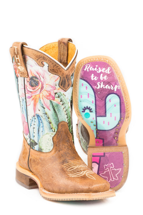 Girl's Tin Haul "Cactilicious" Western Square Toe Boot